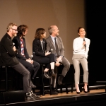 Matt Berninger, Bryce Dessner, Mike Mills, Carrie Brownstein, and Alicia Vikander at the Orpheum Theatre shot by Danielle Gornbein