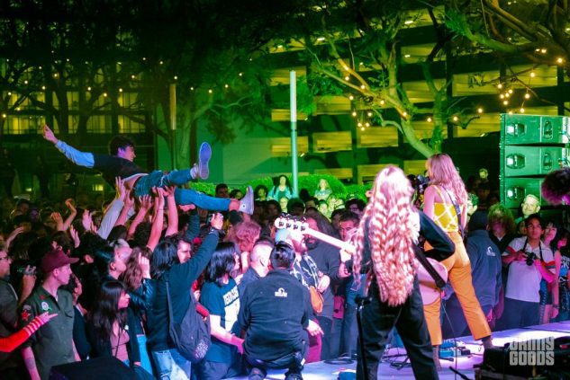 Fans crowd-surfing to Cherry Glazerr's set at figat7th