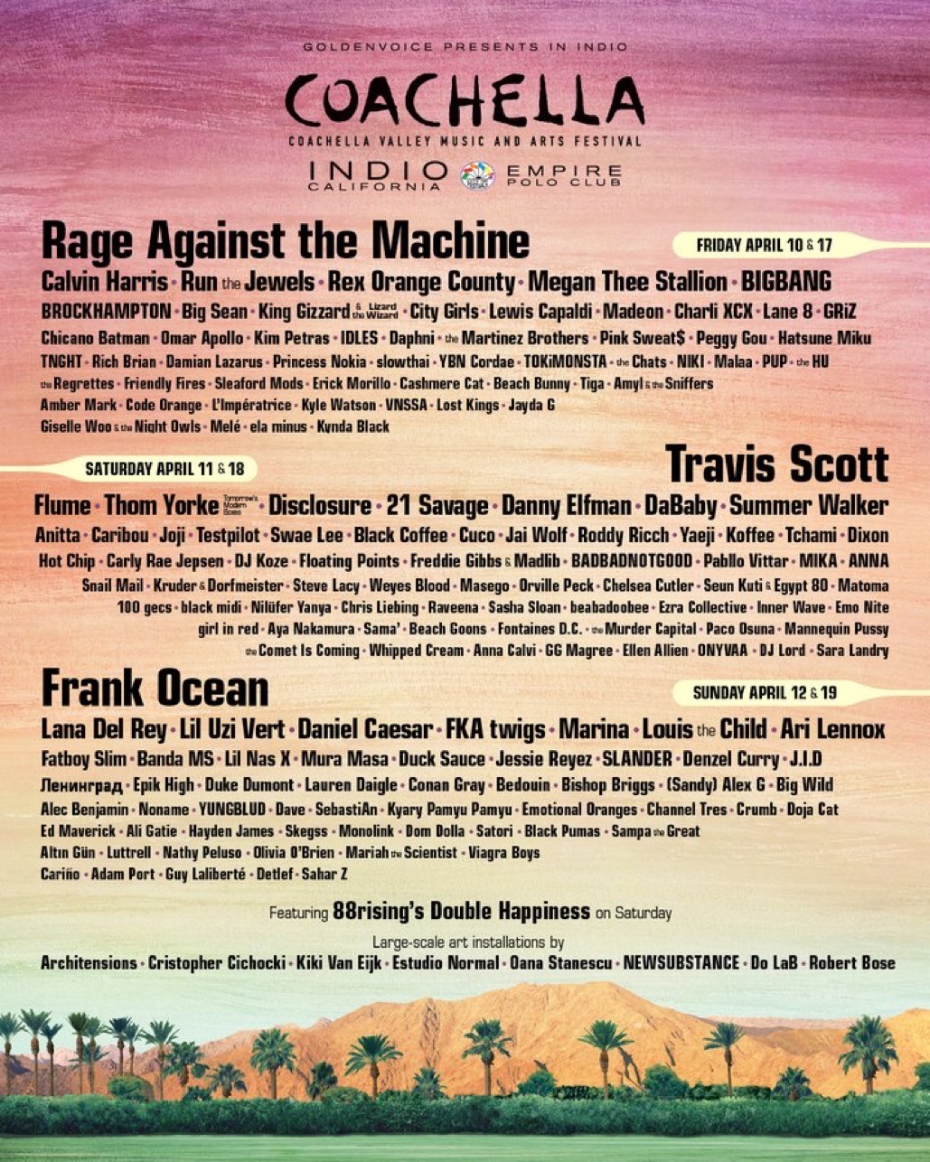 Coachella 2020 Official Lineup Announced